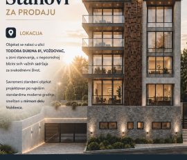 Modern residential building with large glass windows and balconies in Beograd.